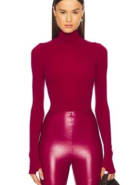 Commando Women’s Long-Sleeve Turtleneck Bodysuit in Raspberry